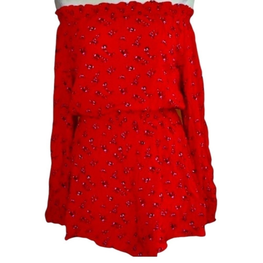 Kendall & Kylie Red Floral Off-Shoulder Romper - Size Women’s M - Picture 2 of 10